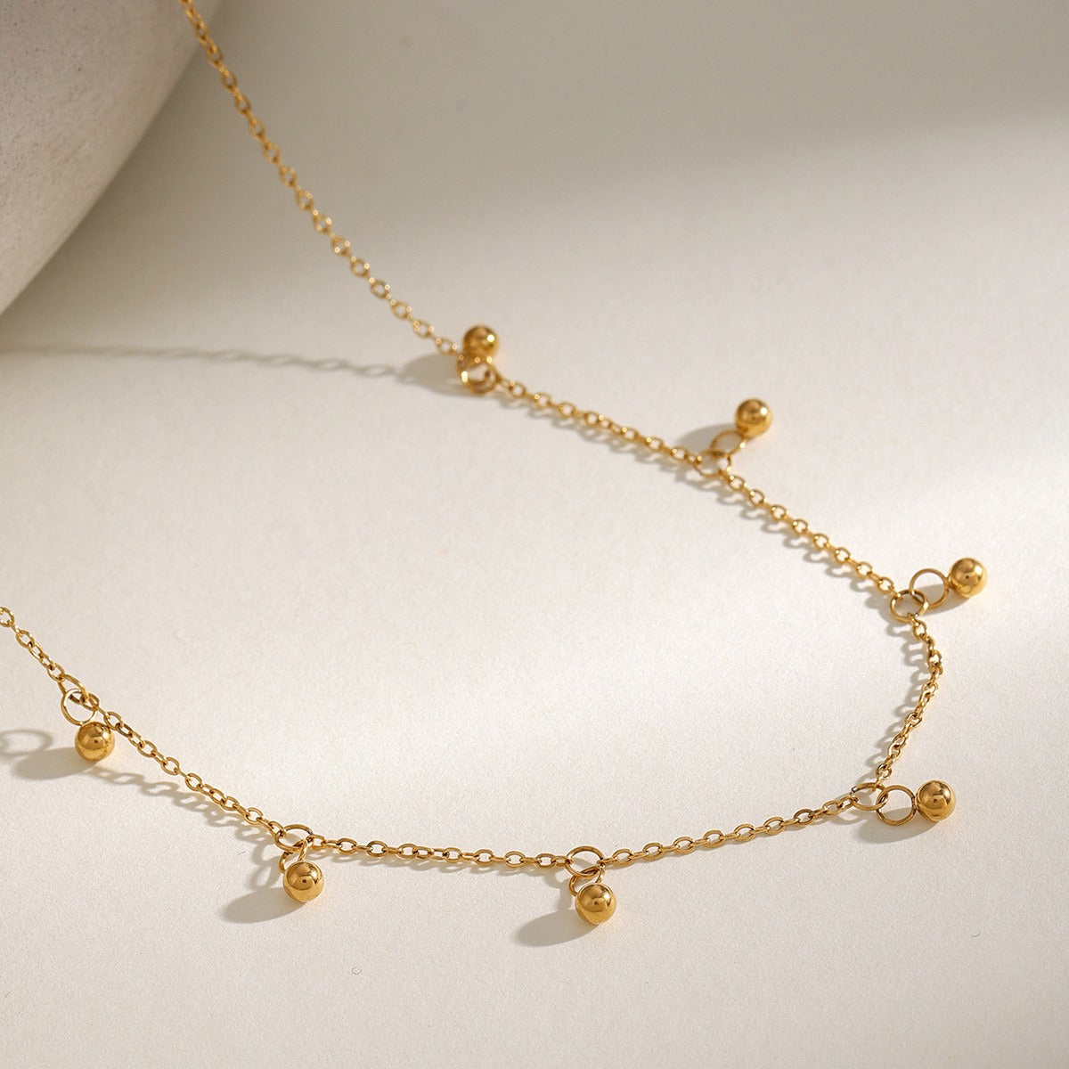 Oval Beaded Fine Chain Necklace