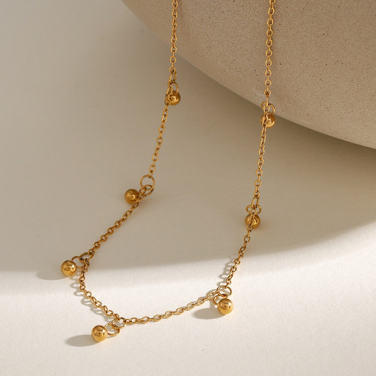Oval Beaded Fine Chain Necklace