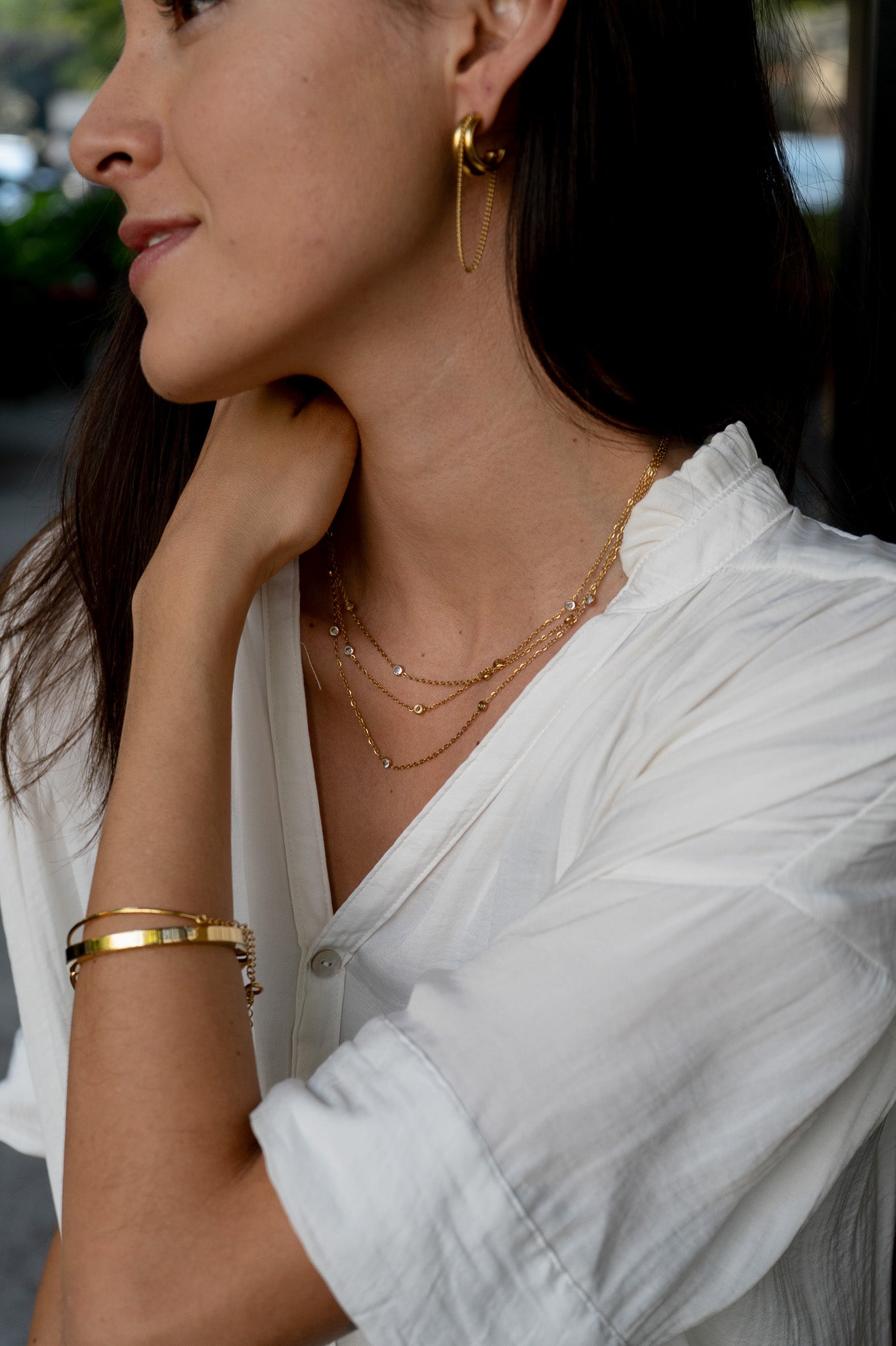 Layered Gemstone Chain Necklace