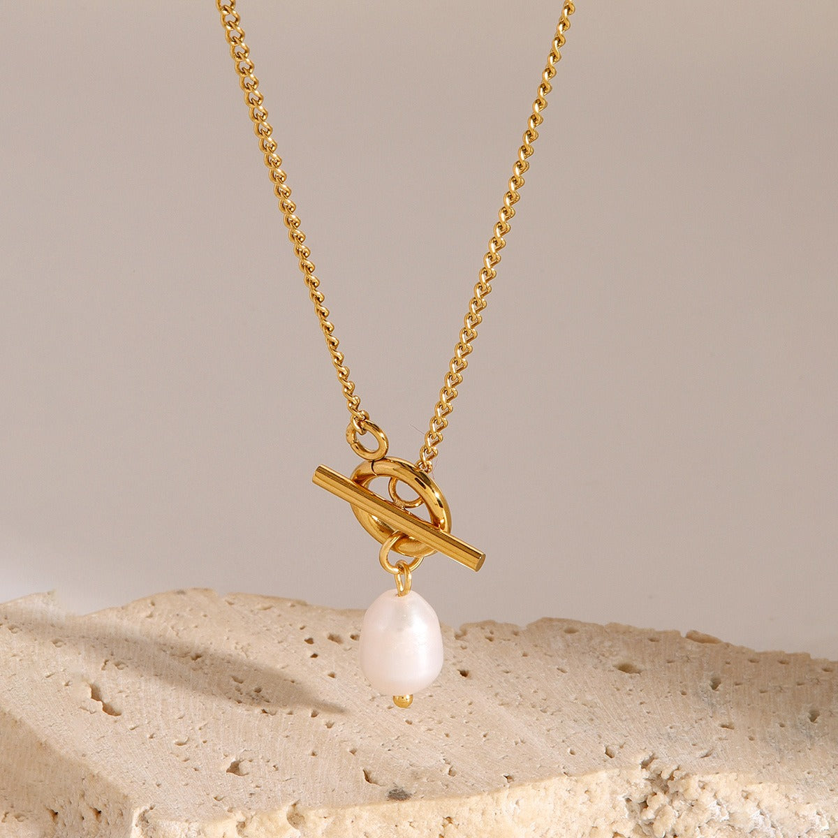Gold Pearl Buckle Pendant Necklace – Trilussa Jewelers