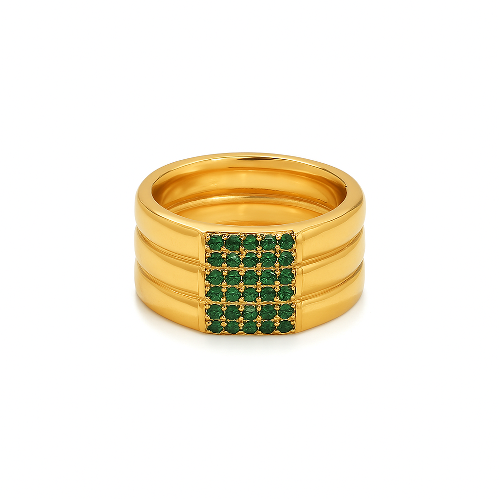 18k Gold Diamond Three-Layer Ring