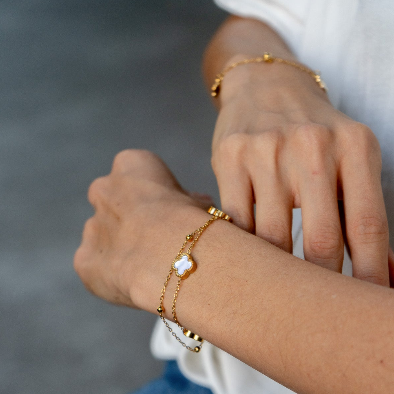 Jenelope Clover 18k Gold Bracelet