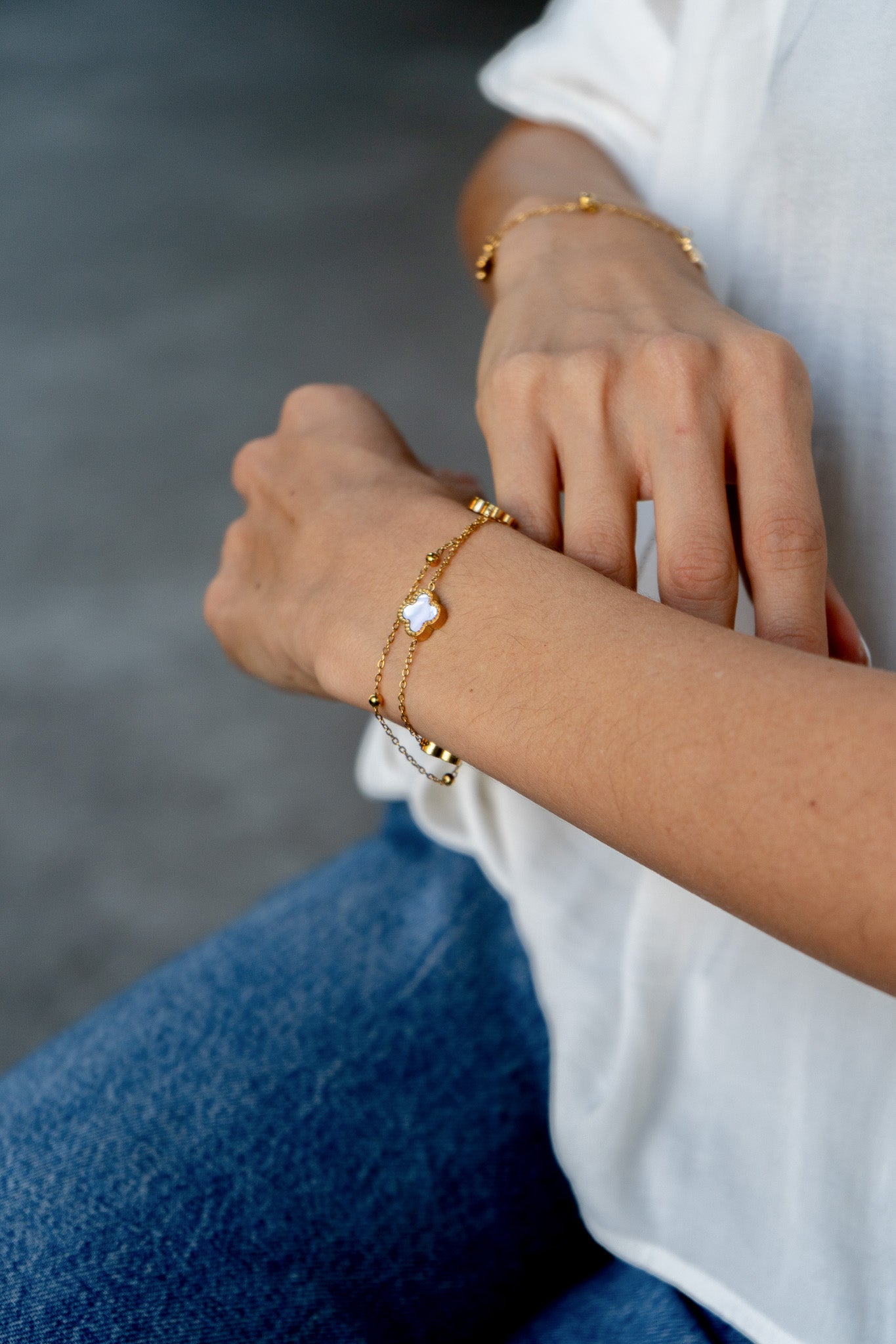 Jenelope Clover 18k Gold Bracelet