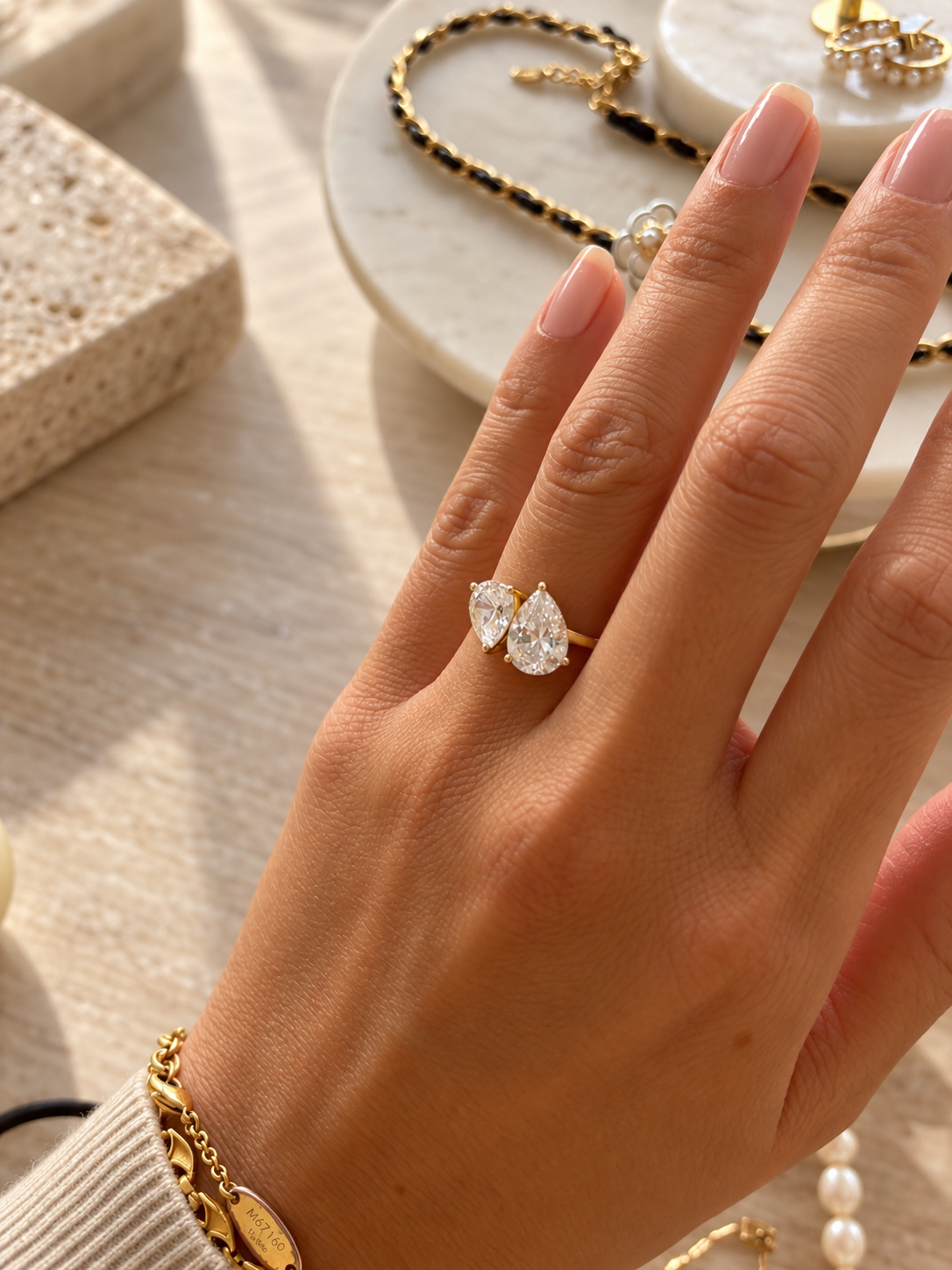 Pear Diamond Toi et Moi Ring