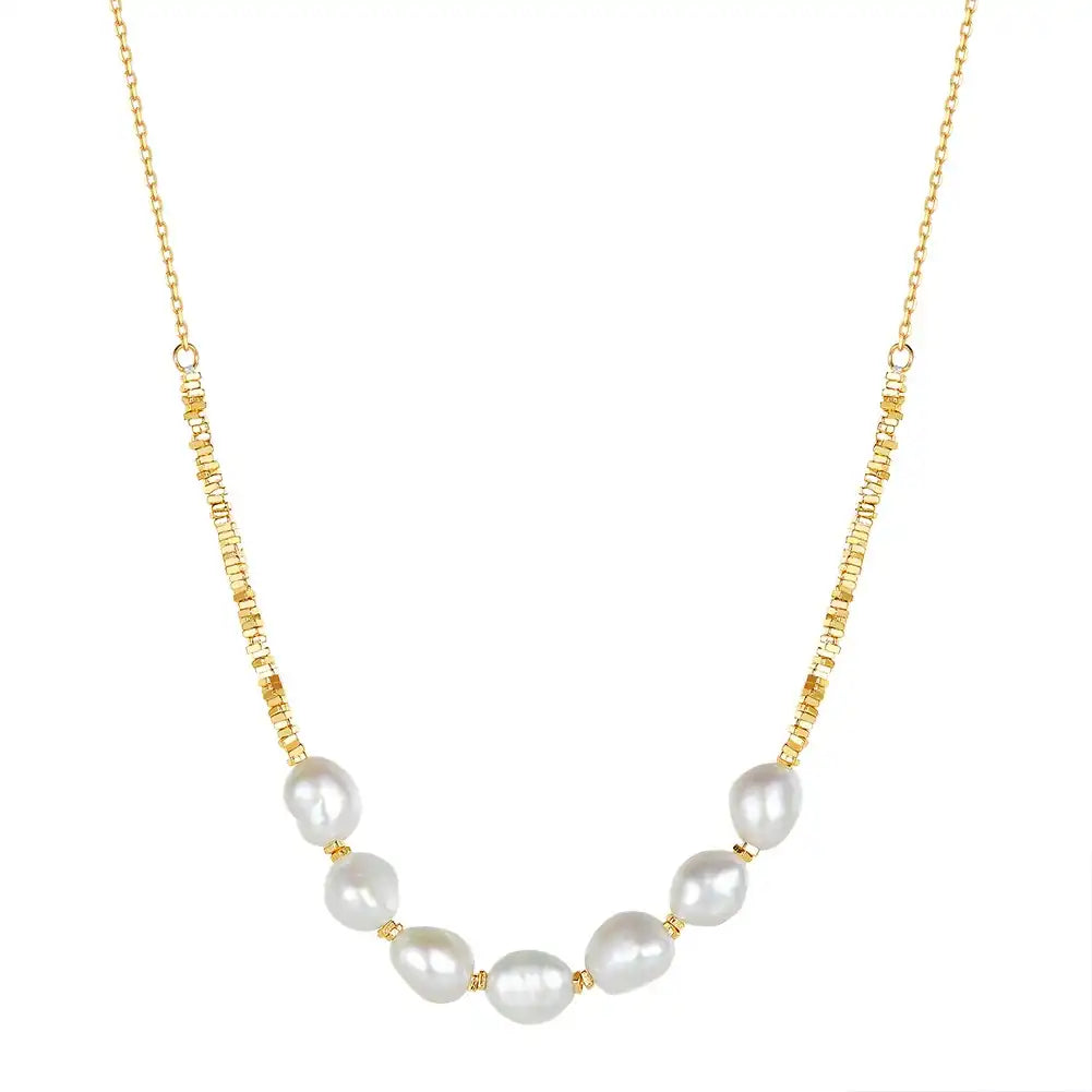Ariel Gold Pearl Chain Necklace