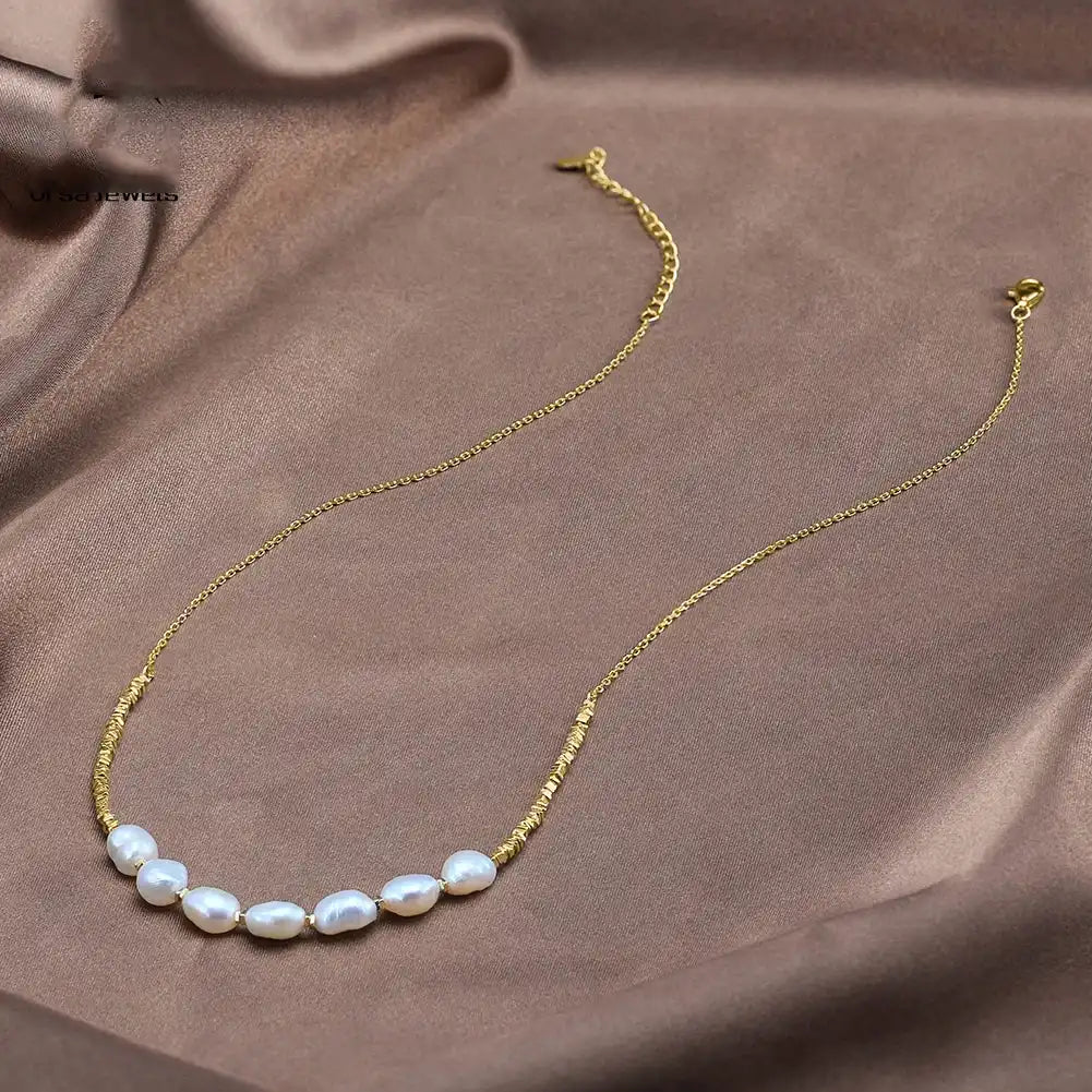 Ariel Gold Pearl Chain Necklace