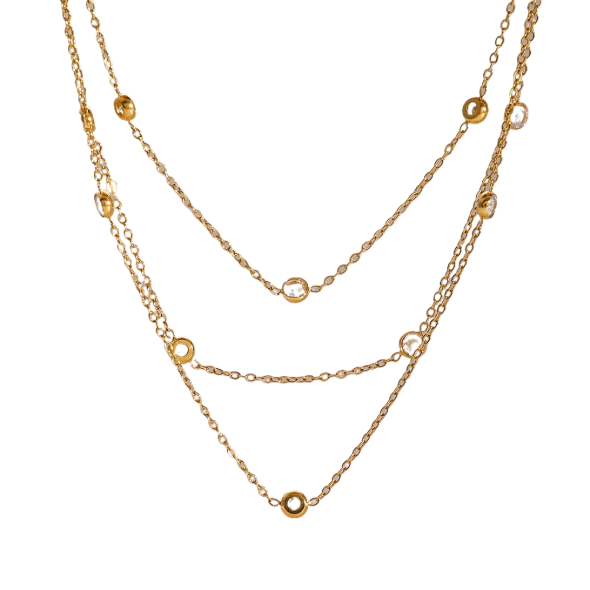 Layered Gemstone Chain Necklace