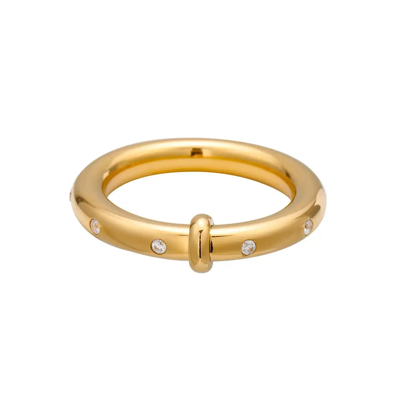 Diamond Buckle Unisex Band Ring