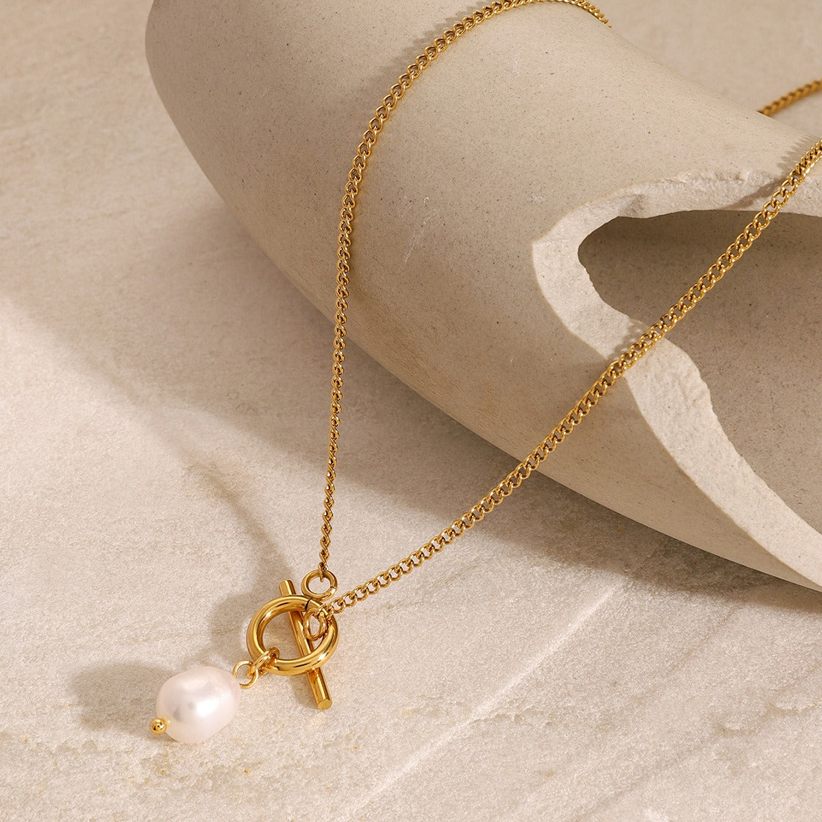 Gold Pearl Buckle Pendant Necklace – Trilussa Jewelers