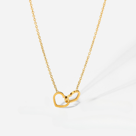 Twin Heart 18k Gold Necklace