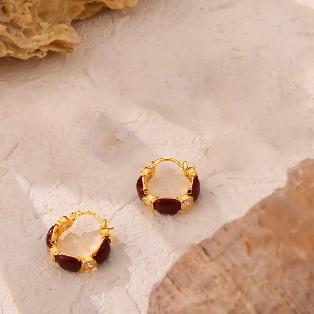 Gemstone Crimson Small Hoops