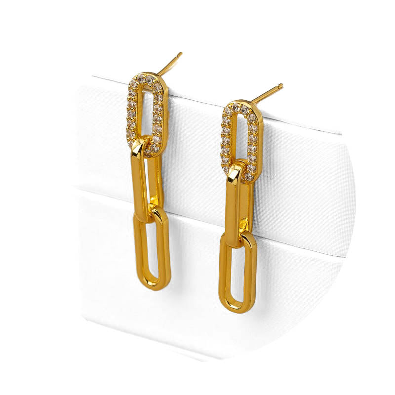 Gold Moissanite Chain Link Earrings