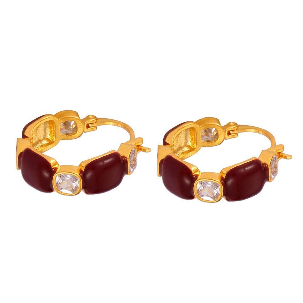 Gemstone Crimson Small Hoops